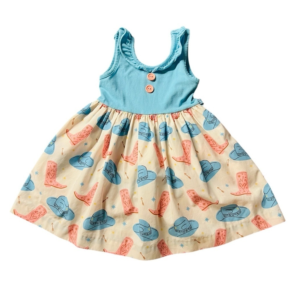 Eleanor Rose Blue, Pink and White Cowgirl Style Sleeveless Dress Size 2 - Picture 1 of 9